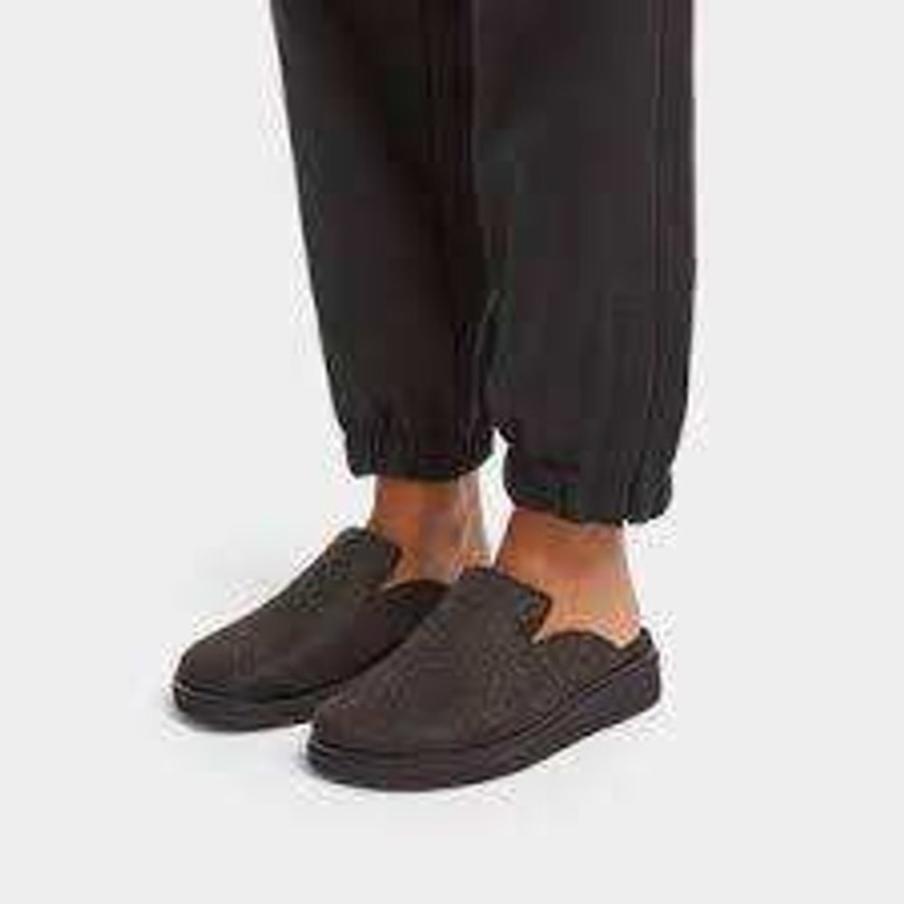 FitFlop Shuv Felt Clogs Men 9 Charcoal Grey Slip On Mules GW8-090